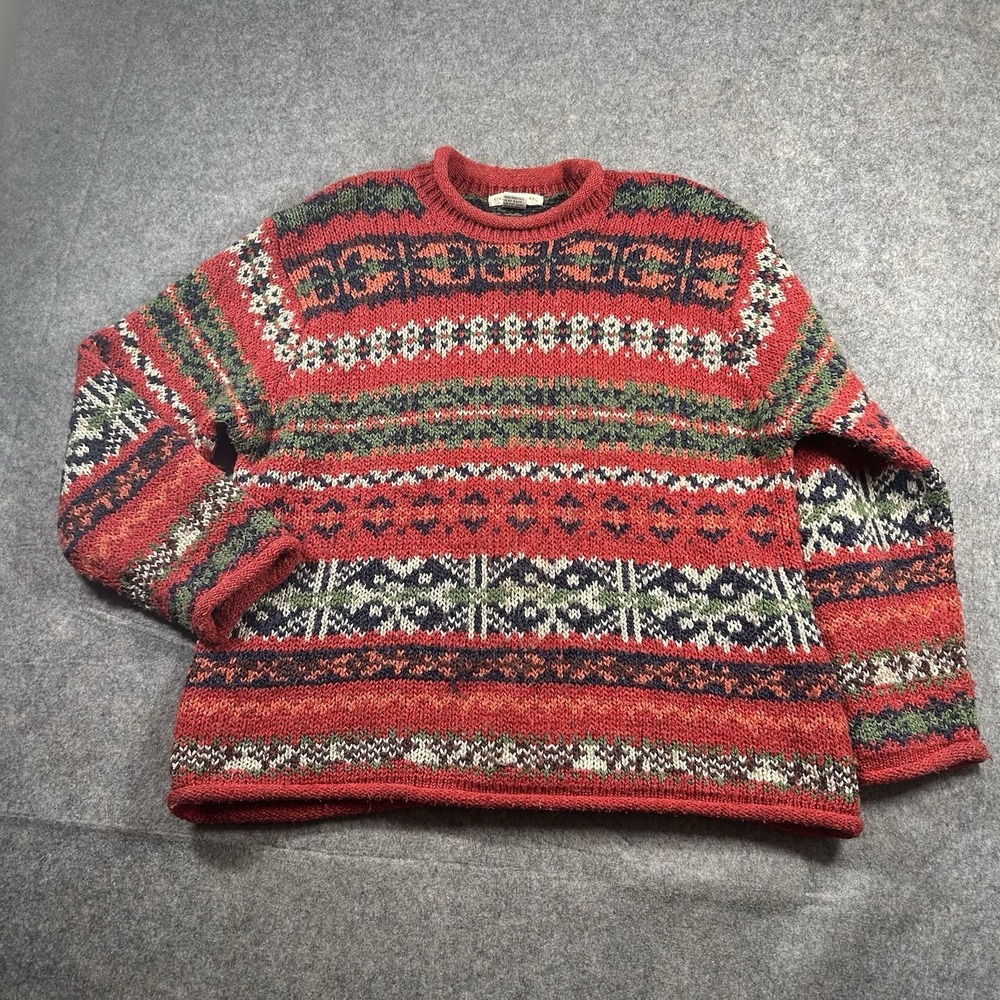 Vintage Claudia D Sweater Womens XL Fair Isle Red Multicolor Pullover Y2K